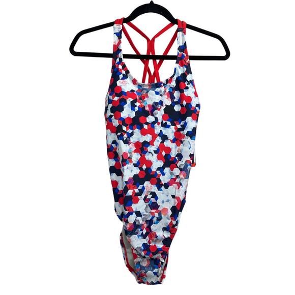 NWT Speedo Printed Thin Strap One Piece Swimsuit Women's Size 8 - Picture 3 of 9